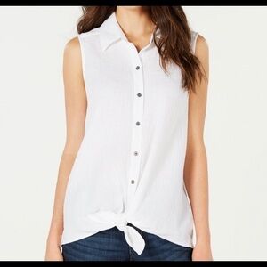 TIE FRONT BUTTON-UP TOP